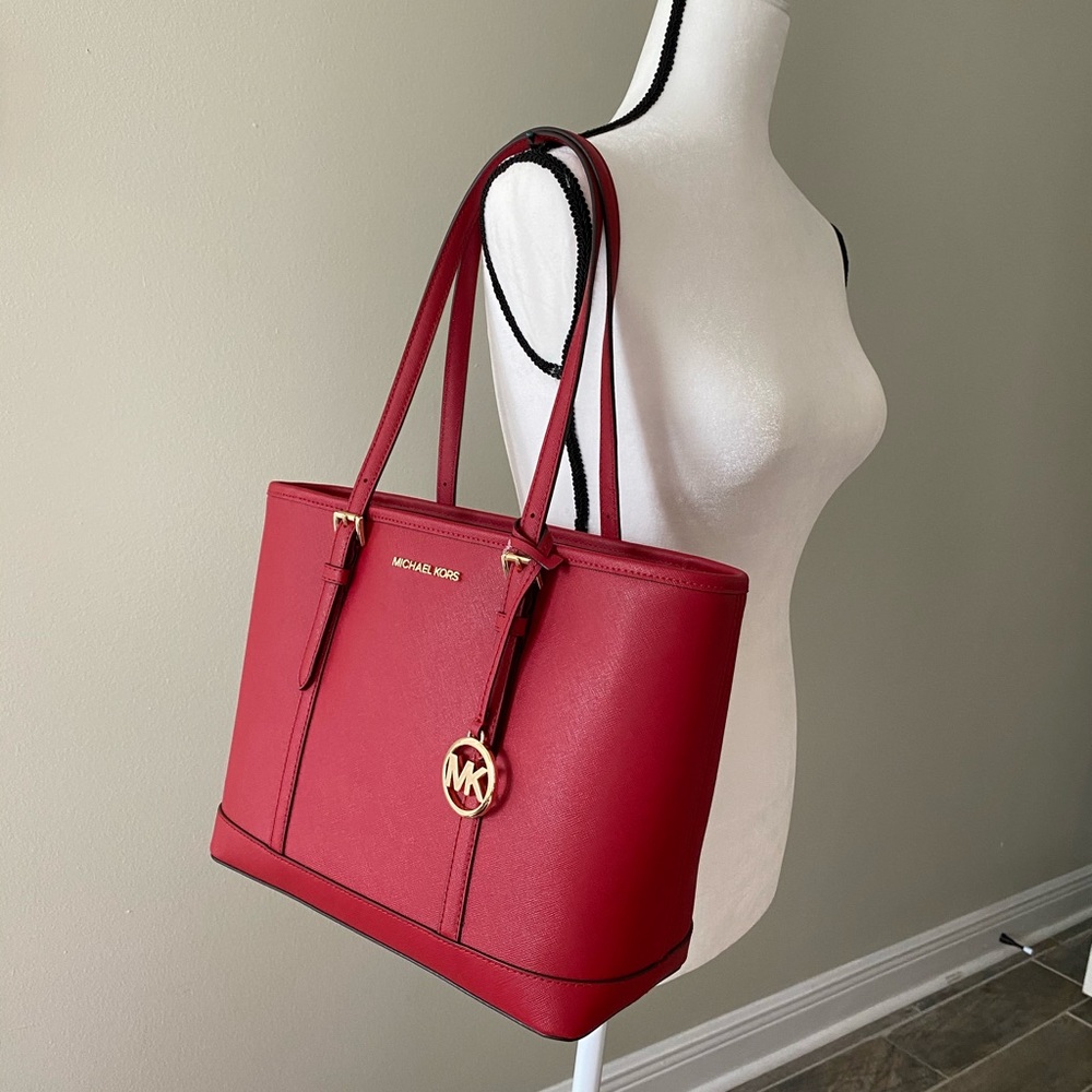MK jet set travel tote ( scarlet) & wallet - Picture 7 of 8